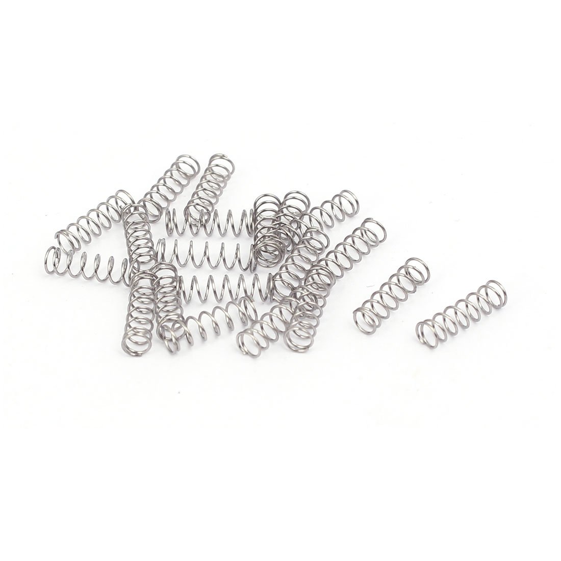 sourcingmap Compression Spring,304 Stainless Steel,3mm OD,0.3mm Wire Size,10mm Free Length,Silver Tone,20Pcs