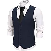 COOFANDY Men's Business Suit Vests Slim Fit Formal Dress Waistcoat Groomsman Vest For Wedding