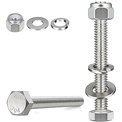 BNUOK (4 Sets) 3/8-16 x 4 Hex Head Screw Bolt,Lock