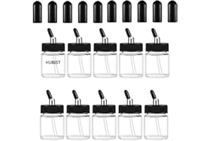 HUBEST 10PCS 22CC Airbrush Glass Bottles with Jar Caps for Master, Iwata Dual Action Airbrush