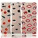 iPhone 7 Case, iPhone 8 Case, [3-Pack] CarterLily Eyes and Lips Design Pattern Soft Clear Flexible TPU Back Case for iPhone 7 iPhone 8 - Lips