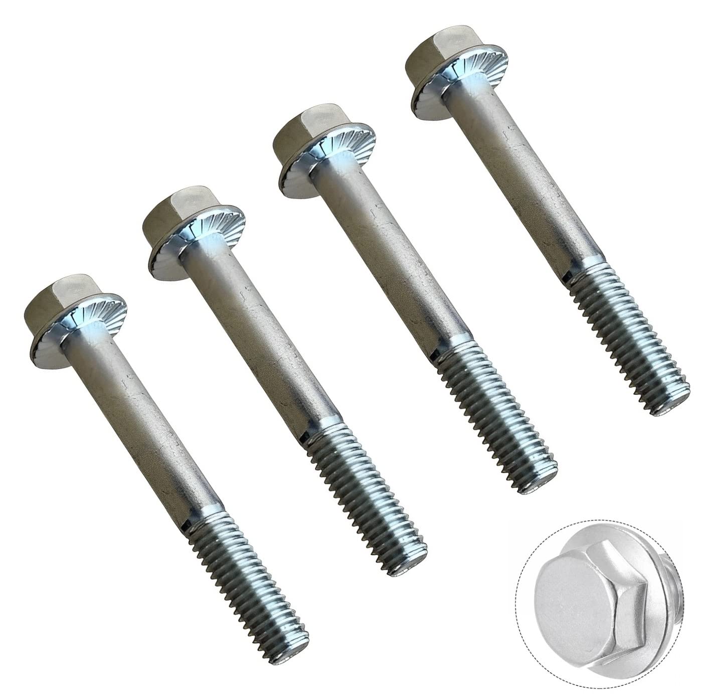 TERF® M10 X 45mm Serrated Flanged Hex Head Bolt M10 (10mm) X 45mm Serrated Flanged Hexagonal Head Set Screw Bolts - Pack of 4