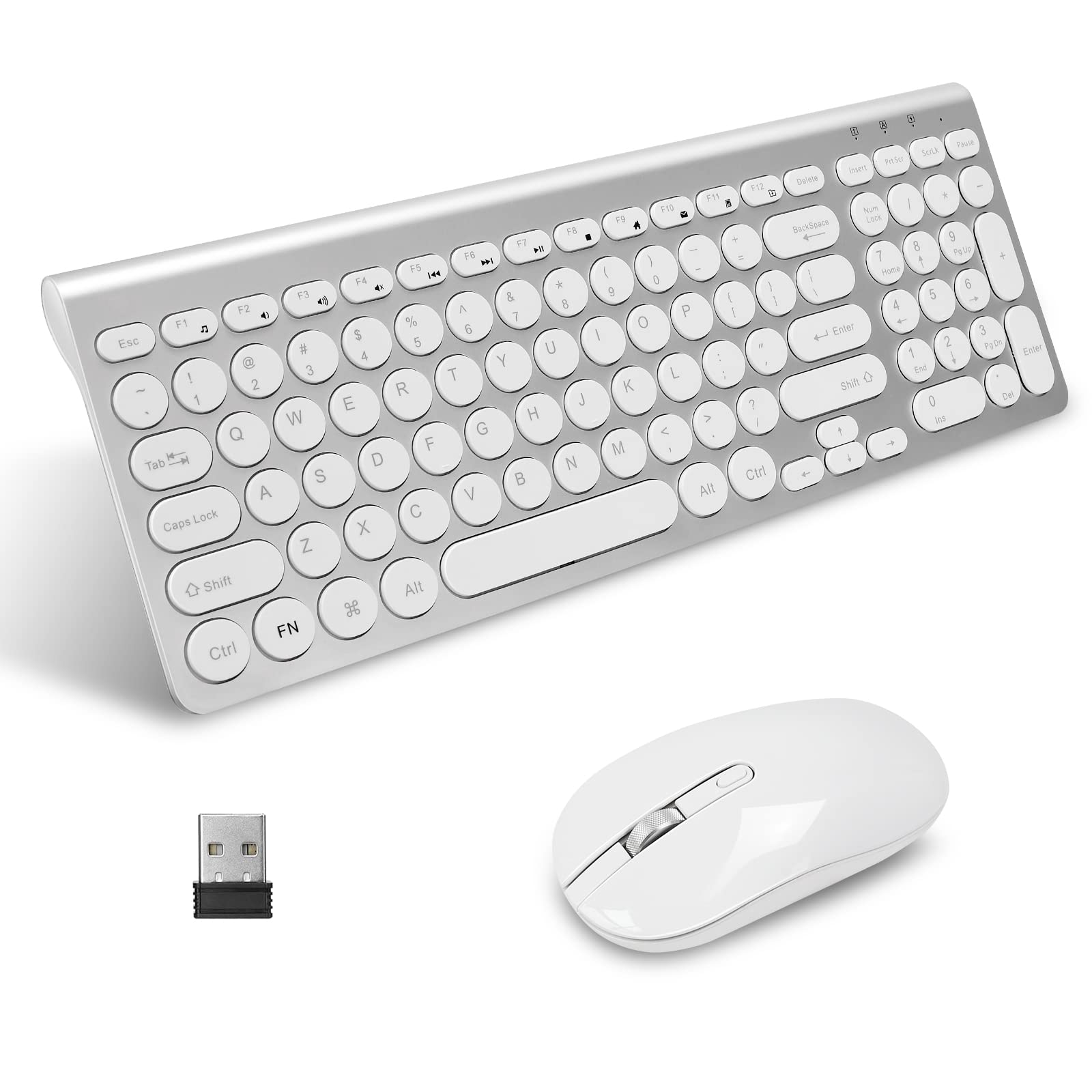 Photo 1 of LeadsaiL Wireless Keyboard and Mouse Combo, Wireless USB Mouse and Computer Keyboard Set, Compact and Silent for Windows Laptop, Desktop, PC- Silver