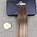 Full Shine 20 inch Tape in Hair Extensions Human Hair Balayage Tape Hair Extensions Color #3 Dark Brown Fading to #8 and #22 Blonde Highlighted Glue Extensions