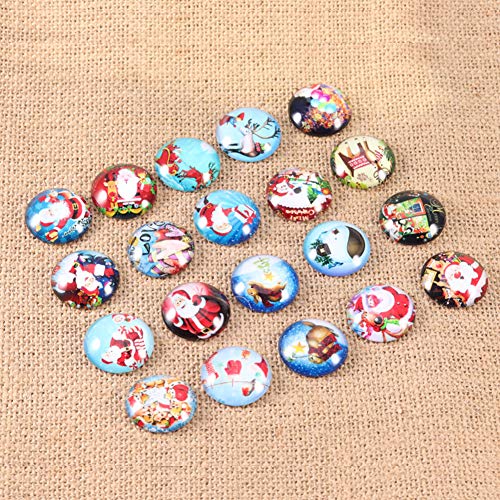 60 Pcs Glass Cabochons,Mosaic Printed Glass Dome Cabochons Mosaic Tiles for Jewelry Crafts Making - Thumbnail 3