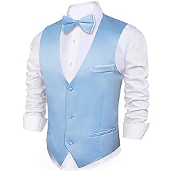 Barry.Wang Mens Baby Blue Formal Suit Vest V-neck