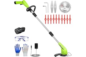 GardenJoy Weed Wacker Battery Operated: 12V Cordless Grass Trimmer with 2.0Ah Battery, Fast Charger and 3 Types Cutting Blade, Portable Electric Lawn Trimmer for Garden Yard Weeding Work