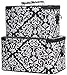 Ever Moda Black Damask Cosmetic Makeup Train Case (2-piece set)