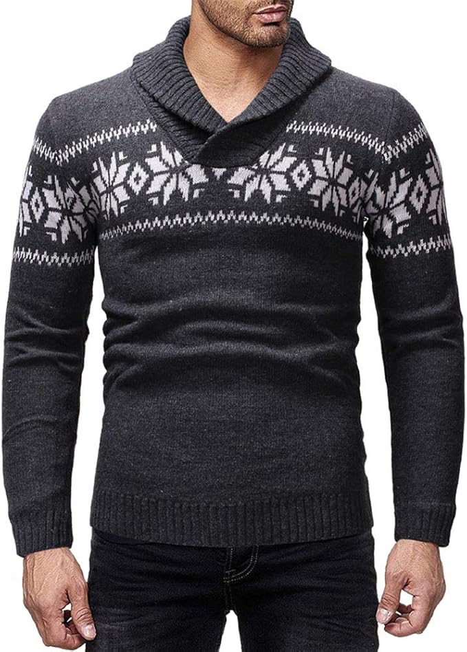 Celucke Norweger Pullover Herren Strickpullover Mit Schalkragen Winter Warm Pulli Casual Sweatshirt Langarm Winterpullover Amazon De Bekleidung