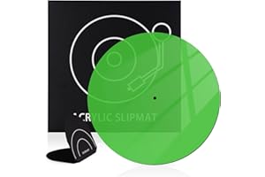 Rockhouse 12 Inch 3mm Acrylic Anti-Static Turntable Platter Mat + Record Mitt Set - Vinyl Slipmat Record Player Accessory for Noise Reduction, Improved Sound Quality, Green