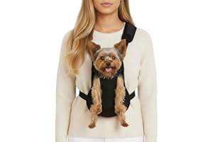 Inspack Dog Backpack Carrier/Cat Carrier, Adjustable Pet Front Carriers Travel Bag for Puppy Medium Dogs, Legs Out, Soft Ventilated Dog Chest Carry Backpacks for Hiking/Camping, 4-7 lbs, Black