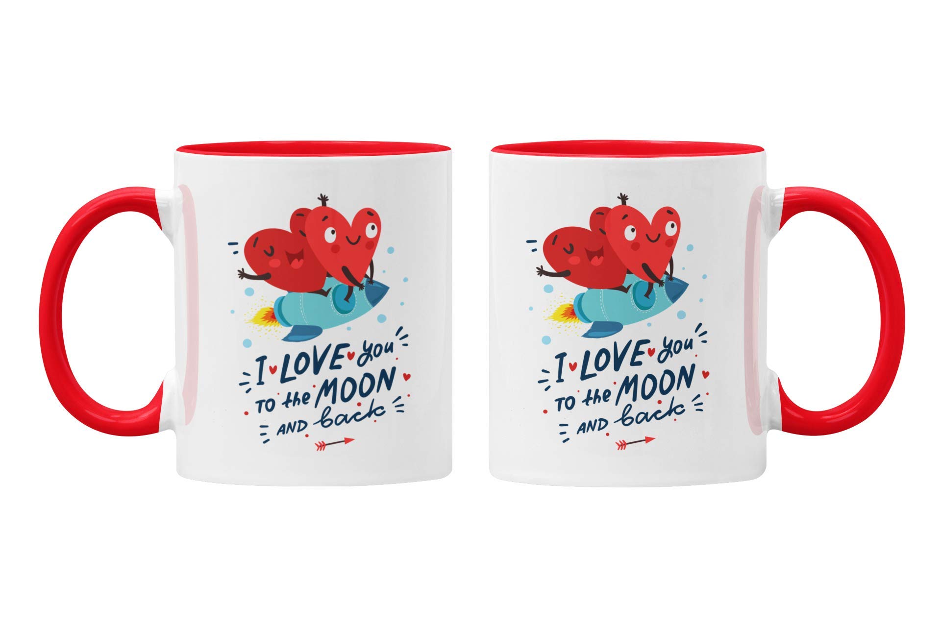 Romantic Coffee Mug – I Love You to The Moon and Back Red Heart Design, Perfect for Couples, Valentine's Day, Anniversaries, and Special Occasions