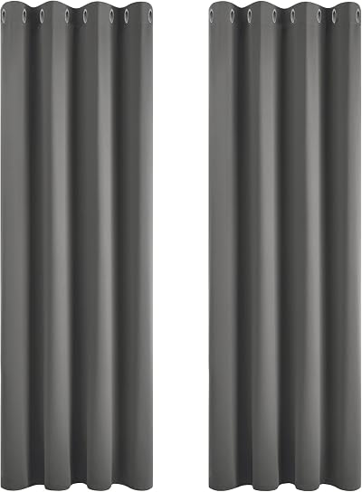 Deconovo 84 Inch Blackout Curtains Grey 2 Panels Thermal Insulated Privacy 46x84