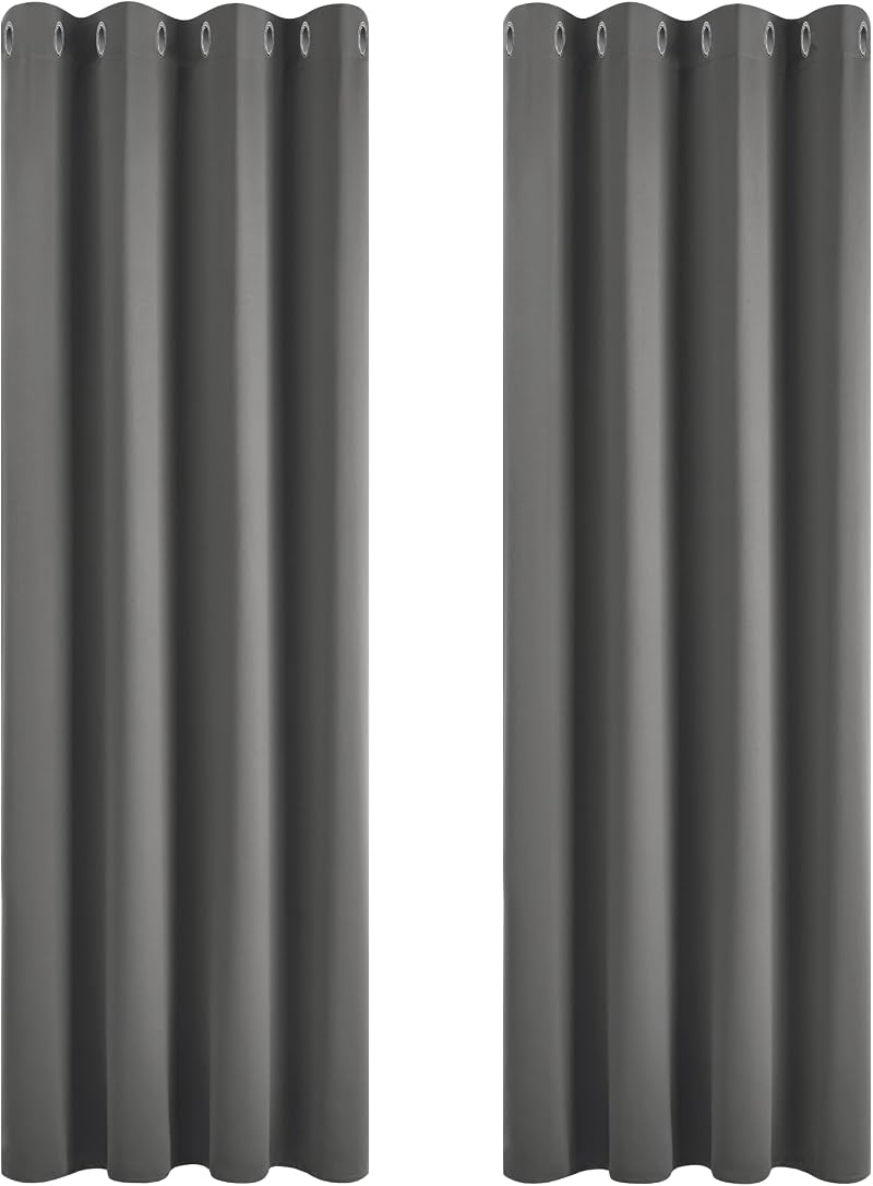 Deconovo 84 Inch Blackout Curtains Grey 2 Panels Thermal Insulated Privacy 46x84