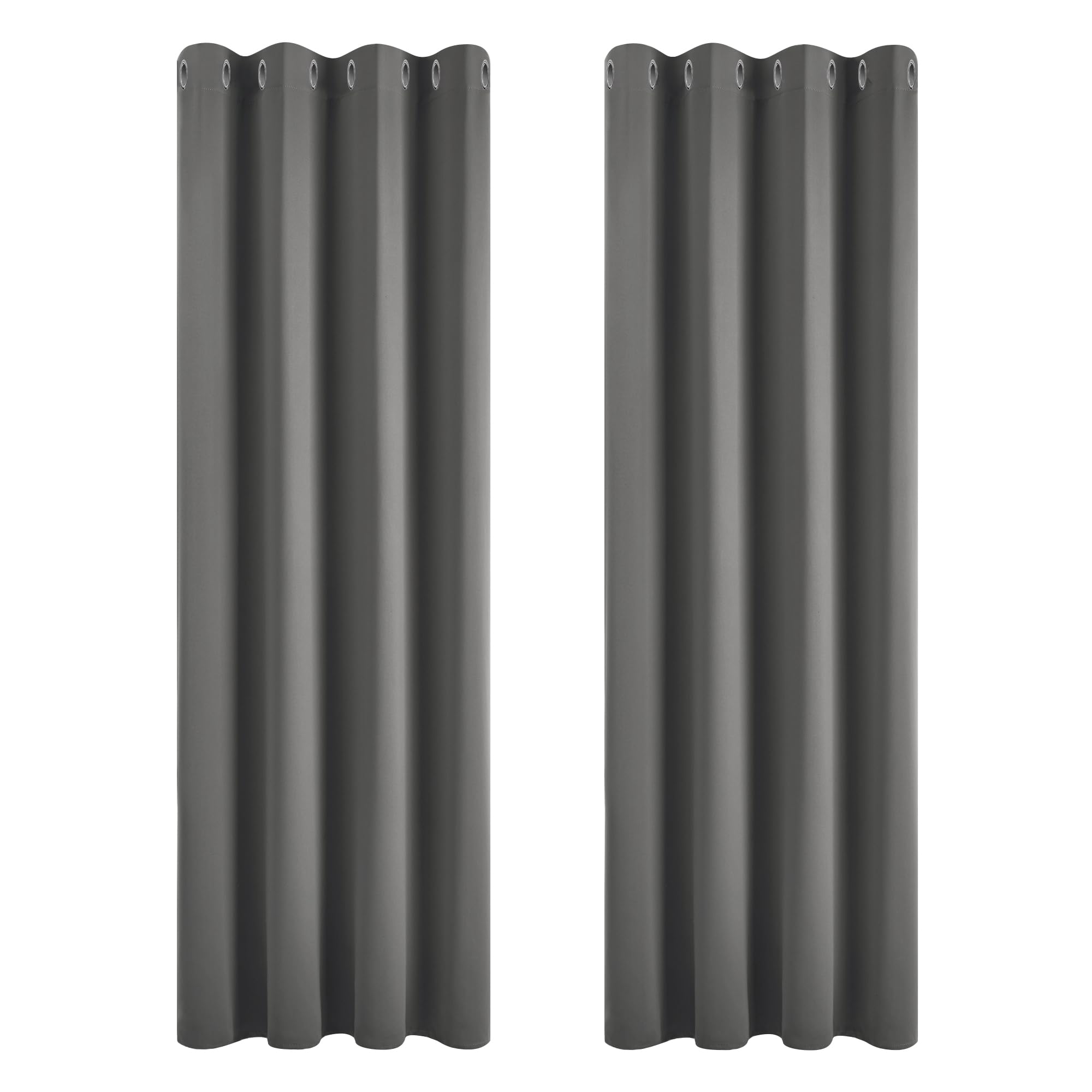 Deconovo 84 inch Drop Curtains Blackout Super Soft Bedroom Curtains Thermal Insulated Energy Saving Blackout Curtains for Kids Light Grey 46x84 Inch 2 Panels