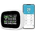 18-in-1 Smart Air Quality Monitor - Indoor WiFi Air Quality Detector with Dual Chip, Real-Time for AQI, CO2, PM2.5, PM1.0, PM10, TVOC, HCHO, Time Display, Temperature & Humidity with Aler (White-B2)