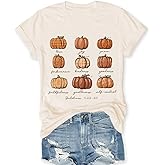 Fall Shirts for Women Halloween Thanksgiving Gift Tops Casual Autumn Thankful Pumpkin Turkey Graphic Tees