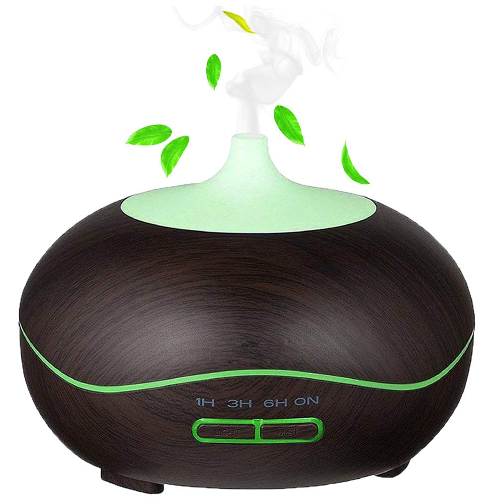 Essential Oil Diffuser, Cool Mist Ultrasonic Aroma Diffuser, Air Humidifier Wood Grain with Waterless Automatically Shut-off for Office Home Yoga Spa-Black …