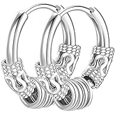Rockyu Dragon Crest Hoop Earrings for Men Silver Surgical Stainless Steel Hypoallergenic Cartilage Earrings Fashion Accessory