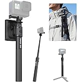 ULANZI VL04 Invisible Selfie Stick ClipMate - 44.88" Extension Pole with Universal 1/4" Mount & ARRI Pins, Compatible with Insta360 X5/GoPro Hero 13-5/DJI OSMO Pocket 3/Xtra,Action Camera Tripod Pole