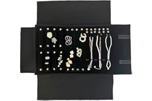 UnionPlus Velvet Jewelry Case Roll Bag for Necklace Bracelet Earrings Rings Multi-compartments, Great Jewelry Organizer for Travel, Black