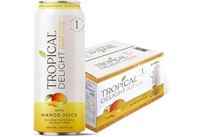 Tropical Delight 100% Mango Juice - 12 x 500ml Can, No Added Sugar, Not From Concentrate, Only 1 Ingredient