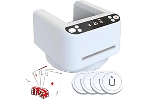 Upgrade Automatic Card Dealer Machine, 360° Rotating Card Dealer with 4 Wireless Dealer Buttons, Up to 8 Players, for UNO, Bl
