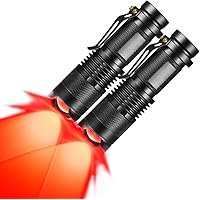 RaySoar 2 Pack Red Light Flashlight Red LDE Red Flashlight Night Vision Torch for Astronomy, Night Observation and Outdoor Ac
