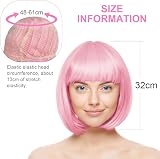 Aomig Pink B Short Bob Wig 3 PCS Synthetic Heat Resistant Women view 2