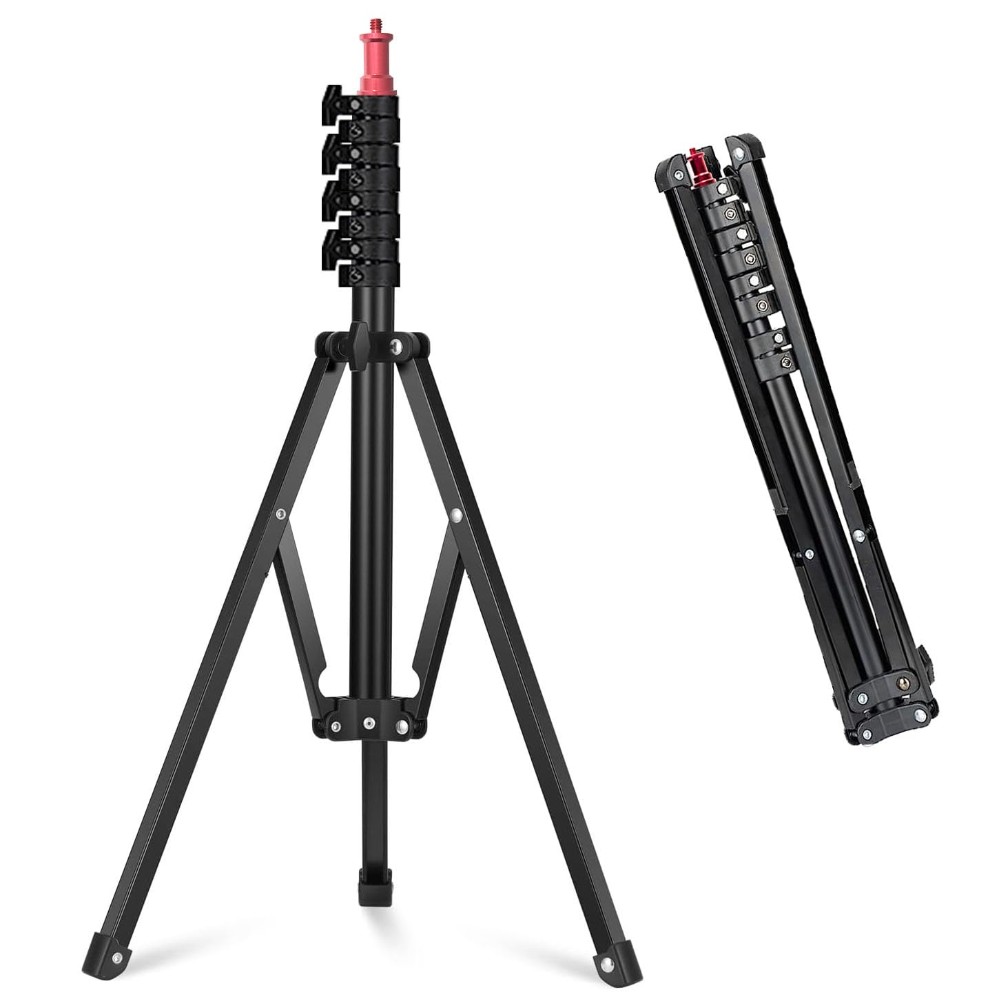 Photo 1 of Qualiassu 64" Portable Metal Light Stand, Reverse Folding Led Light Tripod Stand for Photography, Portable, Suitable for Streaming, Vlog, YouTube, Video Recording
