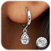 14K Gold Plated S925 Sterling Silver Drop Dangle Earrings for Women - Hypoallergenic Dainty Huggie Hoop Earring CZ Heart Pearl Clam Shell Dainty Charm Drop Dangle Earrings Jewelry Gift
