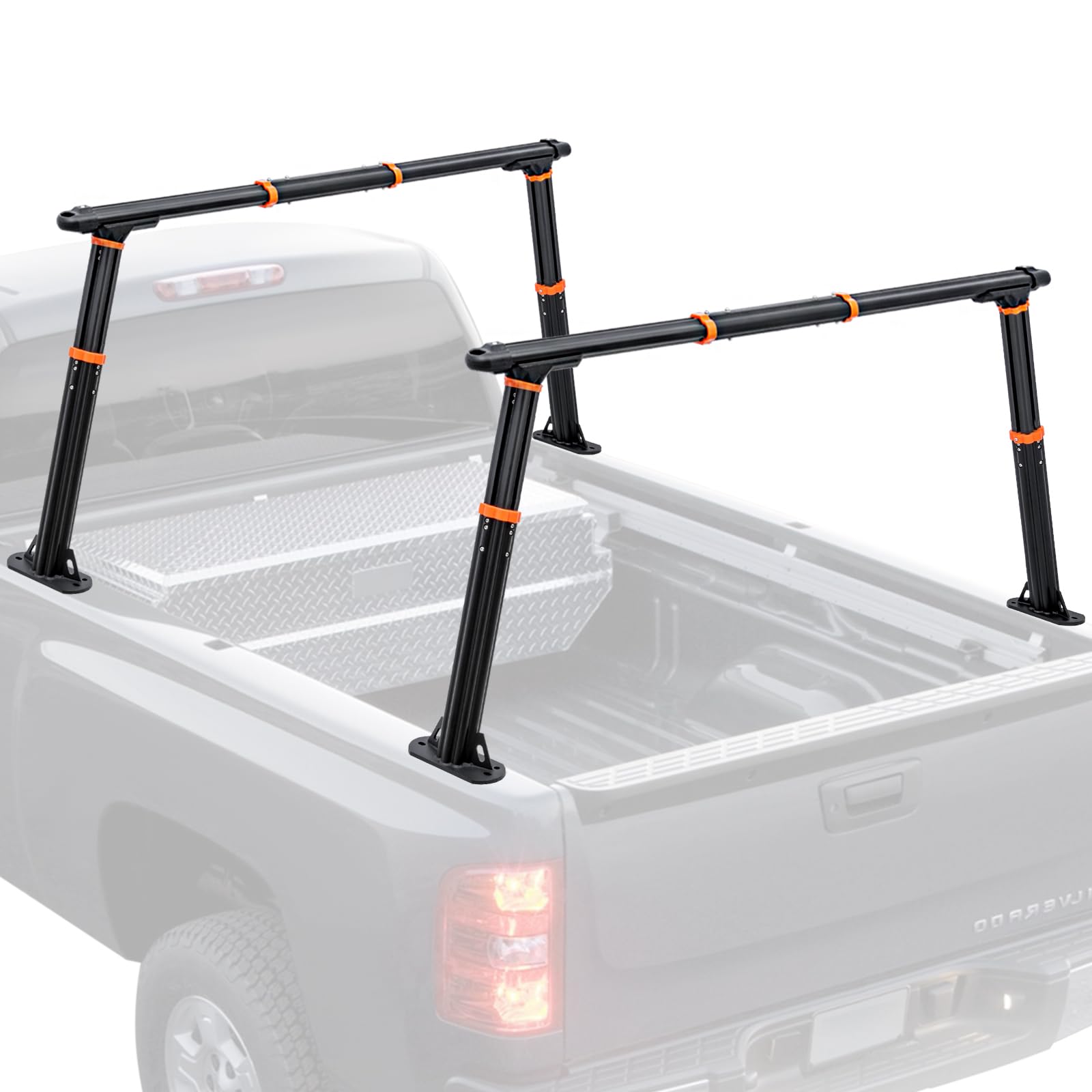 Photo 1 of Universal Truck Ladder Rack, Aluminum Ladder Rack for Pickup,Adjustable Length&Hight, Truck Bed Rack 2 Bar Set for Kayak, Surfboard, Lumber, Ladder(1000LBS Capacity
