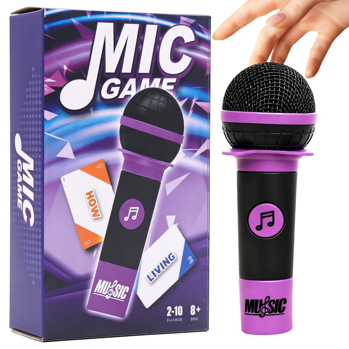 card games Grab the Mic – Family Karaoke Game,board games 8+ Year Olds, 2-10 Players - Board Game for Bad Singers with 250 Lyrics (125 Cards) for Hilarious Nights & Birthday Party, Kids Gift