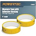 POWERTEC 72063 2 Pack 4' Measure Tape with Adhesive Backing, Left to Right and Right to Left, 1 of Each