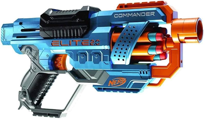 Hasbro Nerf Elite 2.0, Commander RD-6, Blaster à Fléchettes en Mousse avec Barillet Rotatif et 12 Fléchettes, Jouet pour Enfants, Filles et Garçons dès 8 Ans Jeux d'extérieur