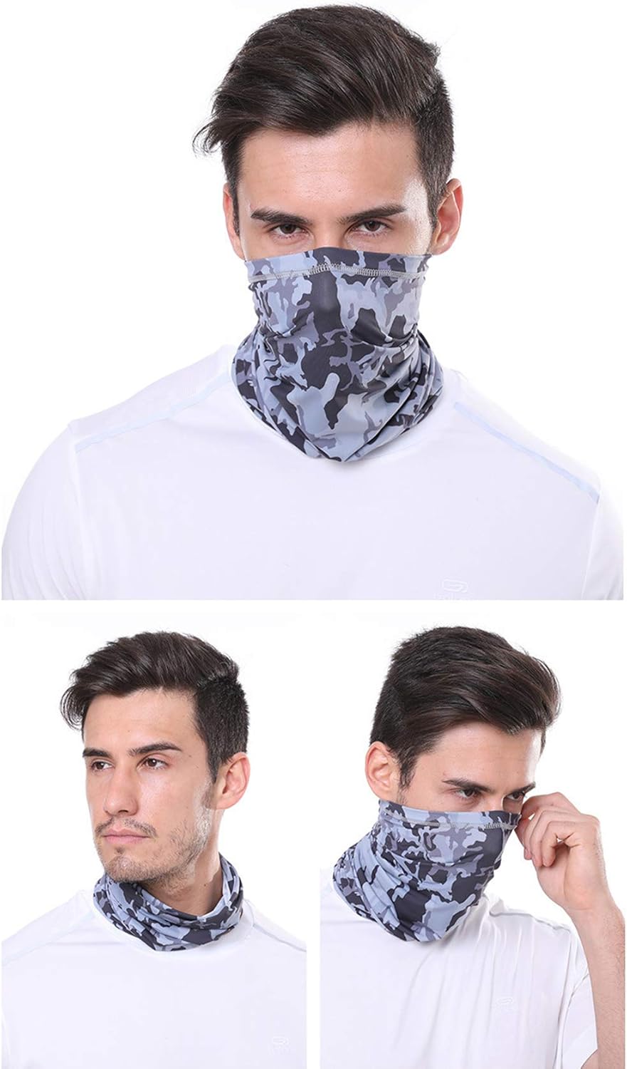 Podom Gesichtsmaske Aus Eisseide Kuhlende Halstuch Nickituch Biker Tuch Motorradmaske Bandana Kopftuch Balaclava Uvschutz Camouflage Grau Amazon De Bekleidung