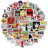 Band Stickers[50pcs] Rock Roll Punk Hip Hop Music Nirvana Beatles Rolling Stones Queen Guns and Roses Eagles Decals for Electronic Organ Guitar Drum Water Bottle Computer Car Helmet Bike Bumper