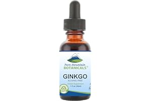 Pure Mountain Botanicals Gingko Biloba Liquid Extract Drops – Alcohol Free Tincture of Wild Harvest Ginkgo Biloba Leaf Supplement
