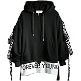 DUDHUH Mens Hoodie Fashion Pullover Letter Print Tracksuit Techwear Casual Coat Hip-Hop Sweatshirt