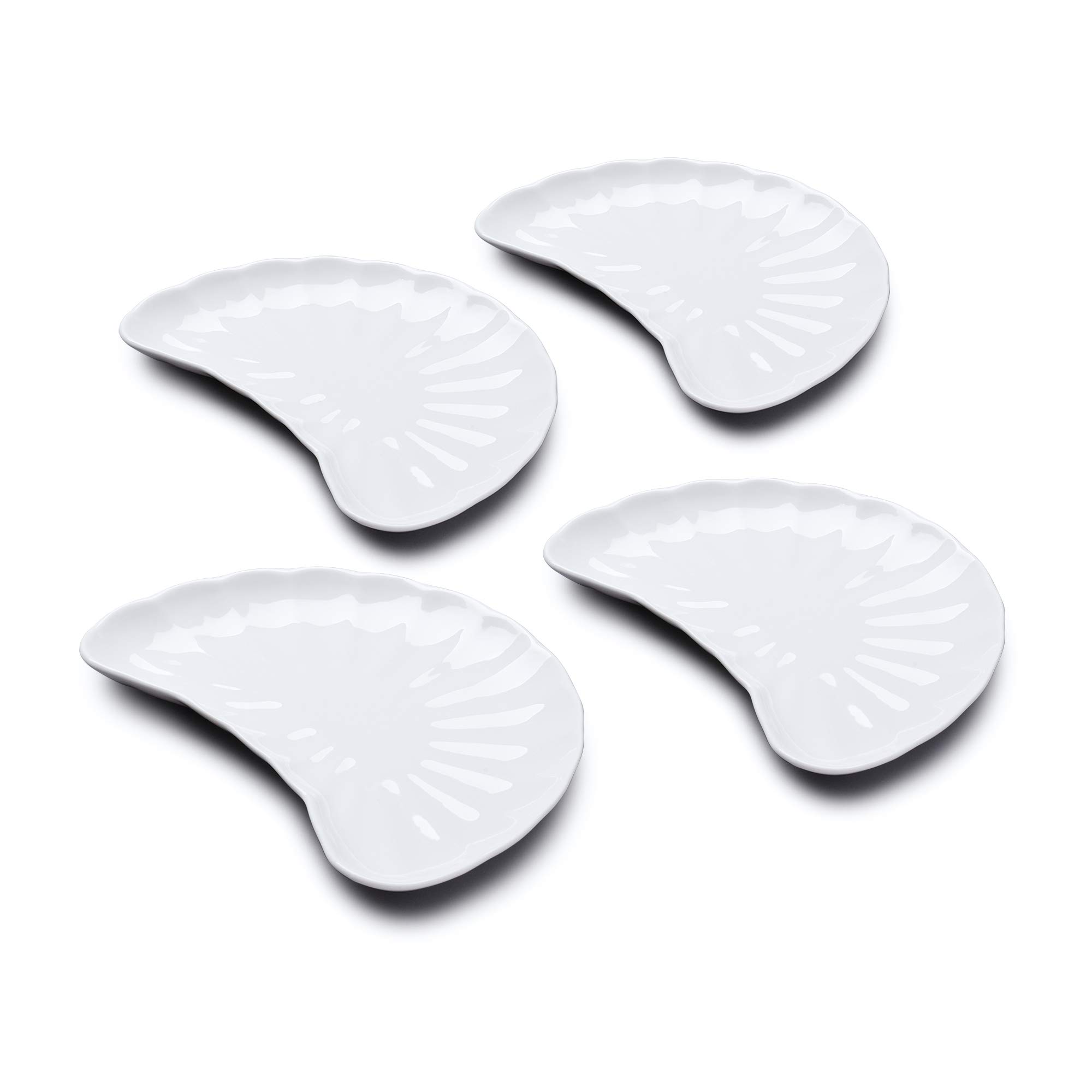 WM Bartleet & Sons 1750 TSET170 Set of 4 Porcelain Traditional Crescent Shaped Plates for Salads and Side Dishes. 22cm – Fluted Design-White