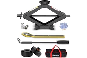 ALIXUEQIN Scissor Jack for Car, 2.5 Ton Car Jack Kit for Tesla Model 3/Y/S/X, 2 in 1 Universal Tire Changing Kit with 2 Jack Pads & 2 Wrenches for Sedan, SUV, MPV