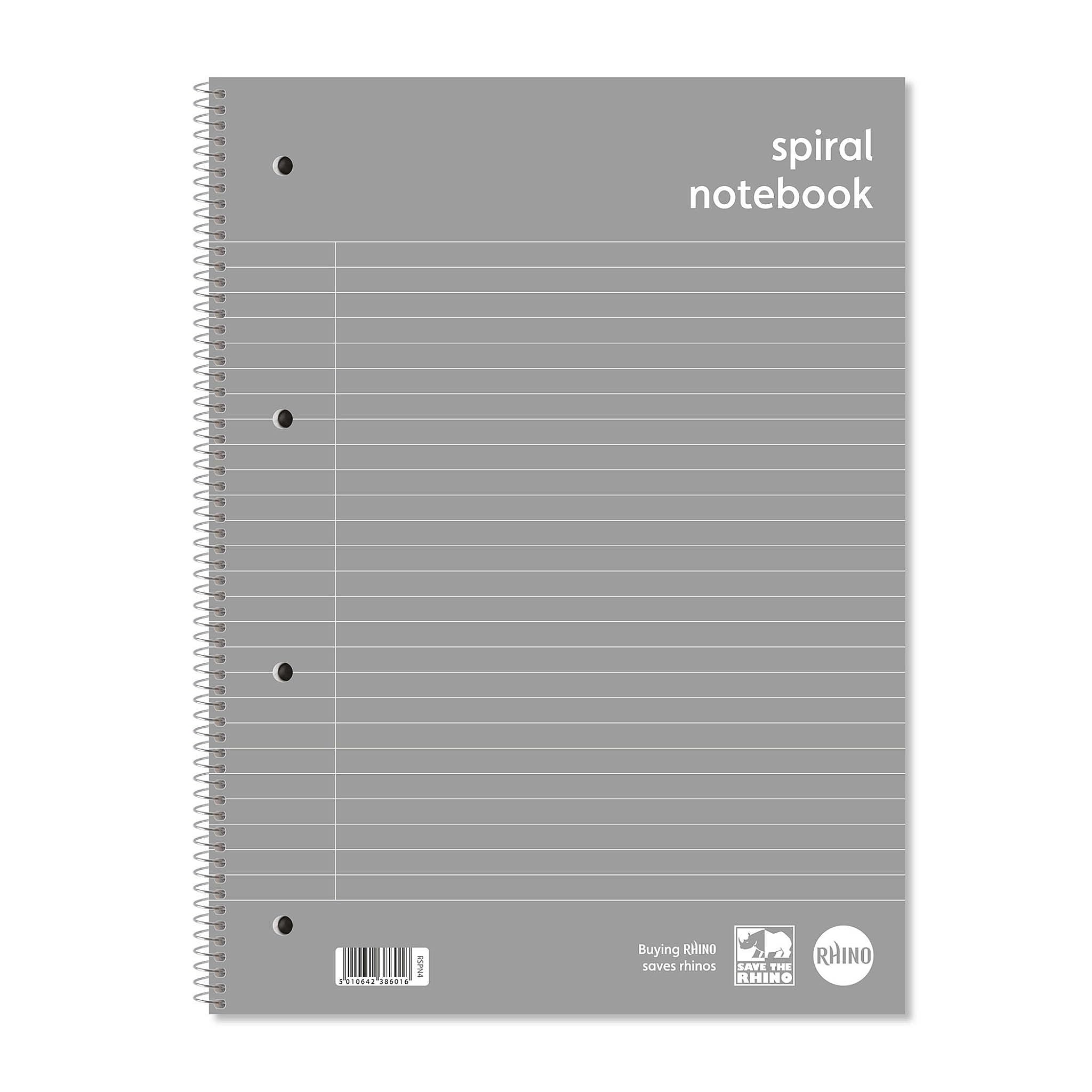 Rhino Everyday A4 Ruled Margin Spiral Soft Cover Notebook 140 Pages - Pack of 5