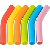 6Pcs Metal Straw Silicone Tips 5/16 IN Wide(8mm Outer Diameter) Multi-color Food Grade Rubber Flex Elbow Straw Covers Replacement Tip for Stainless Steel Metal Straws,6 Colors