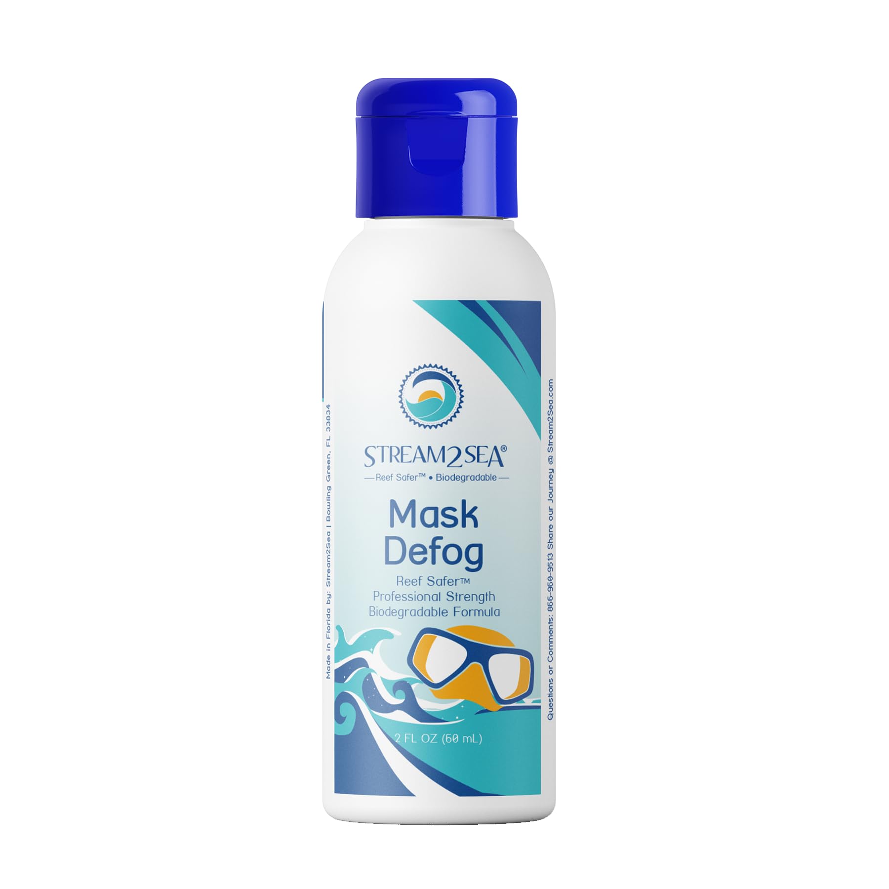 STREAM 2 SEA Reef Friendly Mask Defog, Non-Toxic and Biodegradable Formula, Great for Scuba Divers, Ski Goggles, Sports Masks and Safety Goggles. 60 ml