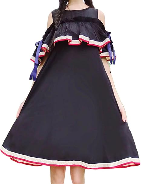 Amazon Gergeousレディース 半袖 ワンピース オフショルダー フレアワンピース ショート丈 肩出しワンピース白ワンピース かわいい 韓国ファッション 夏 Freesize黒 ワンピース チュニック 通販