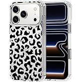 MOSNOVO for iPhone 17 Pro Case | Military Grade 6.6ft Drop Tested | Camera Control | Clear with Black Leopard Print Design