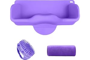 OWIOOLL Portable Hair Wash Basin for Kids and Teens,Tear-Free Shampoo Bowl with Neck Support for Sink or Bathtub,Stress-Free Hair Washing (Purple)