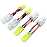 2Pairs RC Adapter Compatible with Large Tamiya Style Plug to Mini Tamiya Plug Adapter 16AWG 5CM Female Male Cable Wire for Ai