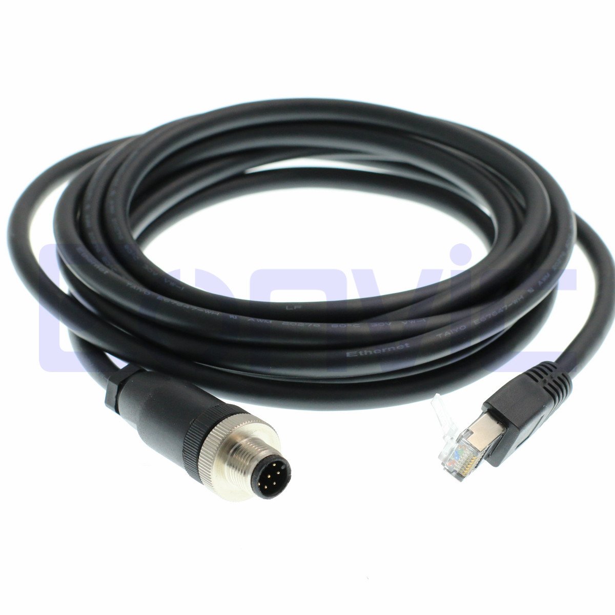 EONVIC Industrial Ethernet Cables M12 8 Pin A Code To RJ45 Cables Black GigE Vision Cables/Networking Cables 3m/10ft