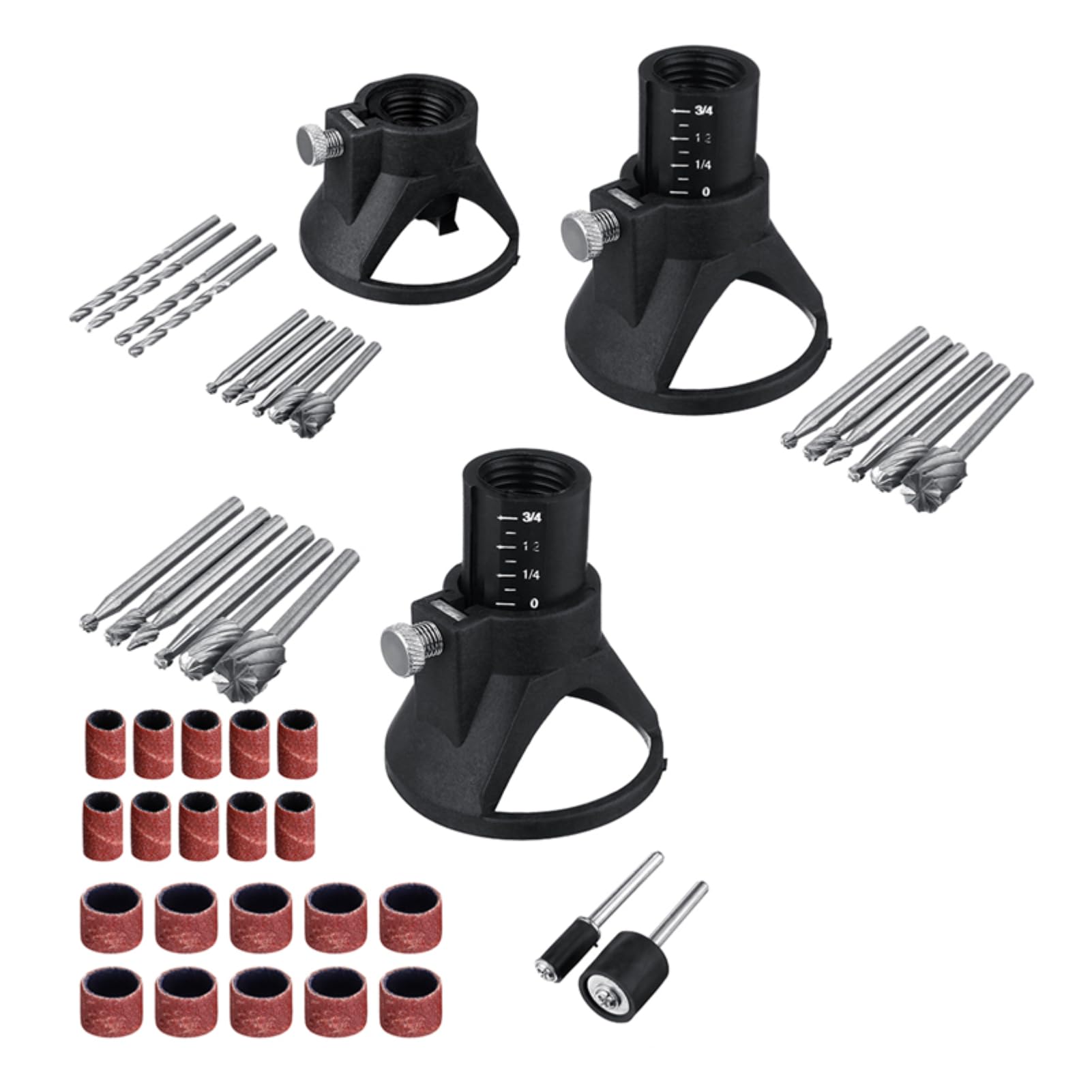 VOBOR Electric Grinder Locator Drill Holder - 29Pcs Rotary Multi-Tool HSS Router Drill Bits Cutting Guide Routers Attachment Kit Tool Accessory